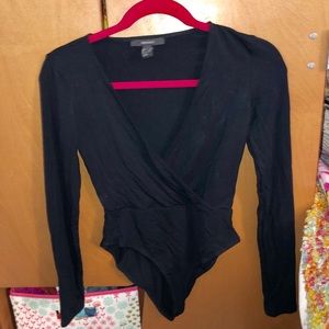 Long sleeve deep V neck forever 21 bodysuit